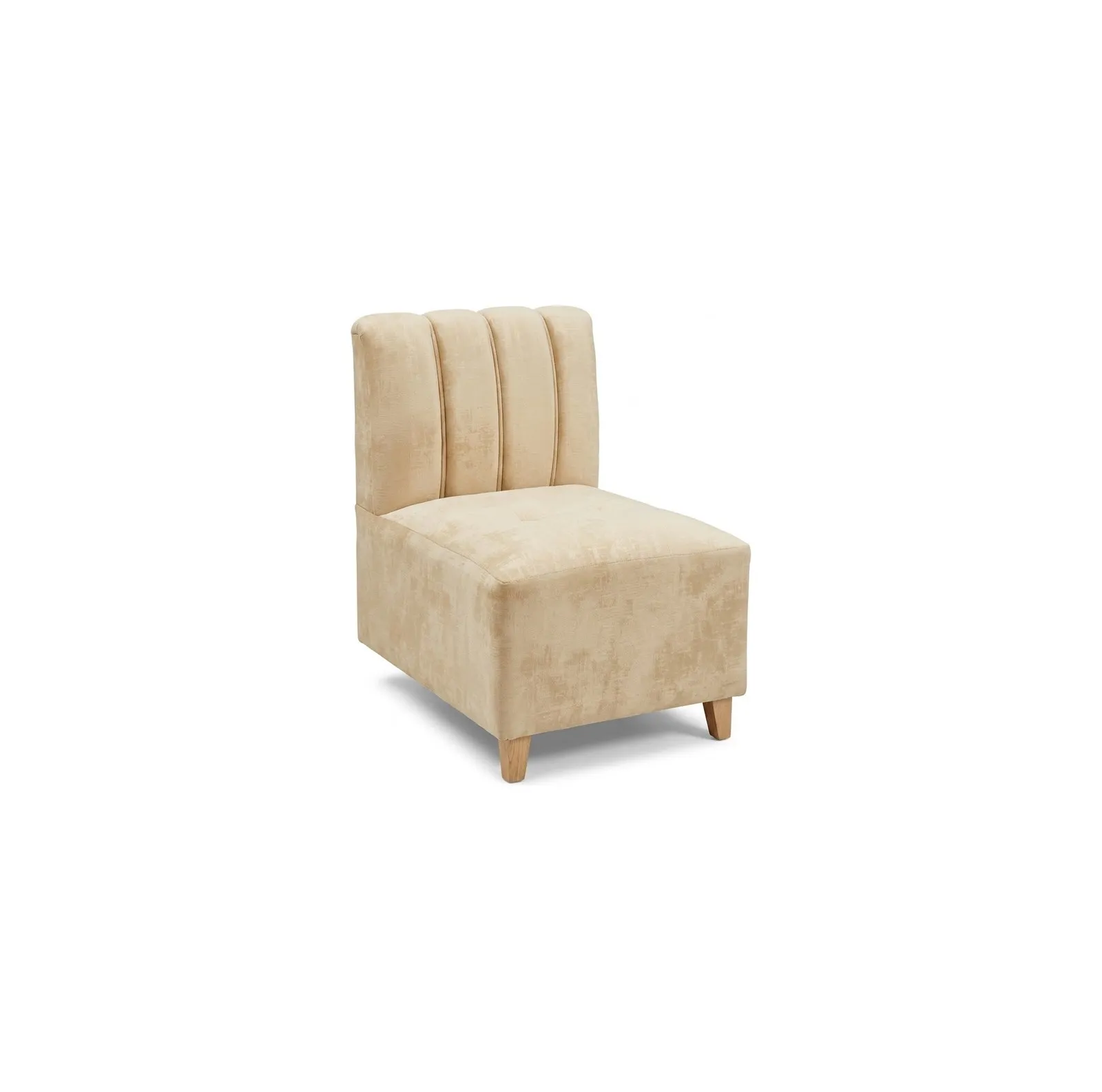 Poltrona canalizada beige con otomana — ITER Muebles