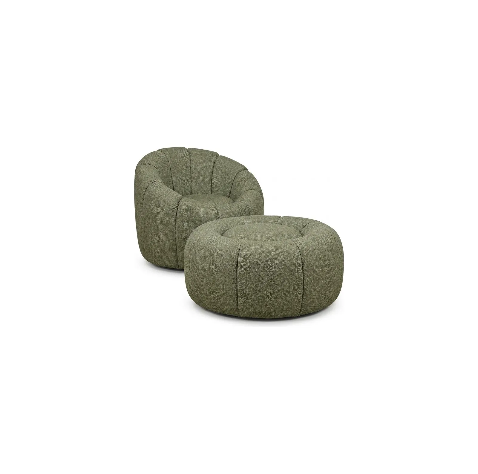 Puff redondo en verde salvia — ITER Muebles